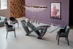 Hystrix steel base table by Cattelan - steel base made up of reinforcing bars and glass top 