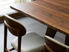 Detail of walnut top with irregular edge