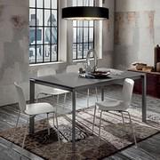 Hermione extending table with top in matte lacquered grey painted glass