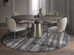 Yoda round table by Cattelan with brushed clay top and base in embossed metal