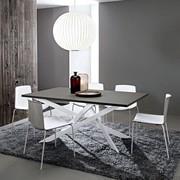 Argus extending table with crossed metal base - london grey Fenix top and painted metal base