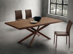 Argus fixed rectangular table in debarked walnut veneer wood