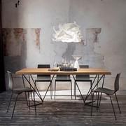 Alastor table with tubular metal legs - debarked natural oak top