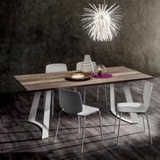 Eddard dining table with primordial oak HPL top and white painted legs