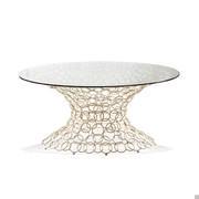 Mondrian design glass and gold table by Cantori - round model