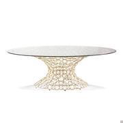 Mondrian design glass and gold table by Cantori - elliptical model