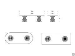 Firenze table with spiral-shaped base - diagrams and measurements of the rectangular and oval models