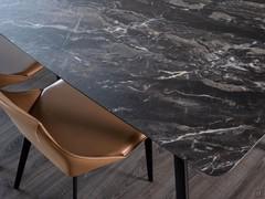 Detail of the dining table top Jason, offered here in the shaped version with rounded edges