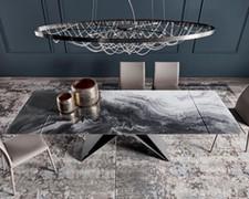 Extending Premier table by Cattelan with crystal top in CrystalArt CY01 decorative print