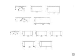 Schematics and dimensions of the table Premier with wood essence top