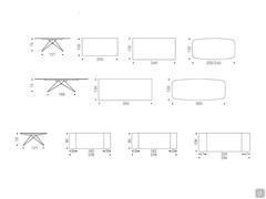 Schematics and dimensions of the Premier table with crystal glass top CrystalArt