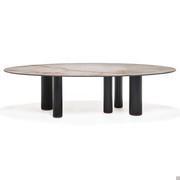 Roll table by Cattelan in the model with 5 legs and with black chromed metal feet 