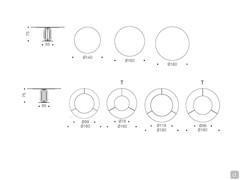 Specific measurements of the fixed and swivel inserts (T)