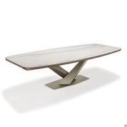 Stratos table by Cattelan in Keramik stone with lower rounded profile