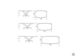 Models and measurements of the Stratos table by Cattelan with Keramik ceramic stone top with rounded lower profile