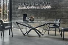 Marathon by Cattelan dining rectangular table with base in glass