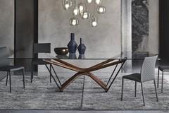 Marathon by Cattelan dining table with base in wood and steel painted black