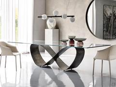 Butterfly by Cattelan clear glass table with steel base