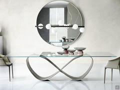 Butterfly by Cattelan extra-clear glass table with steel base with bevelled edges