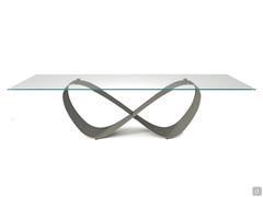 Butterfly by Cattelan clear glass table with steel base