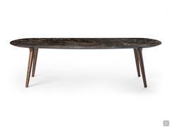 Shaped rectangular dining table Leander in Portoro marble