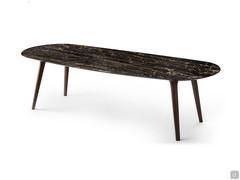 Elegant dining table Leander with Portoro marble top (only available for shaped rectangular models)