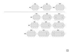 Wave table with ceramic top - Table seats scheme