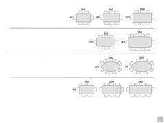 Wave table with gres top - Table seats scheme