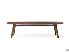 Adelchi table version with legs and top in Canaletto Walnut wood