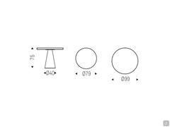 Dimensions of the bistro table Saturno by Cattelan