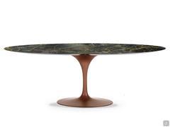 Stem oval table with table top in Port Laurent marble