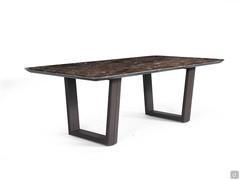 Dart rectangular marble table with leather base