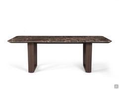 Dart rectangular marble table with leather base