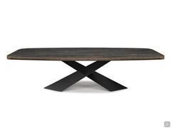 Tyron by Cattelan table with top in Keramik and edges in painted metal brushed bronze