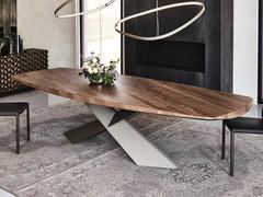 Tyron by Cattelan rectangular table with Masterwood solid wood top in Canaletto walnut