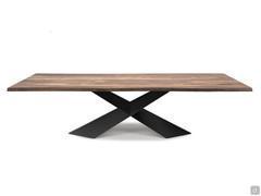 Tyron by Cattelan table with top characterized by linear oblique edges at 45° in solid wood