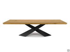 Tyron by Cattelan table with top characterized by linear oblique edges at 45° in solid wood