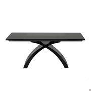 Tokyo rectangular table with clear smoked glass top and glossy black base