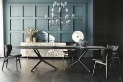 Atlantis decorated glass dining table by Cattelan