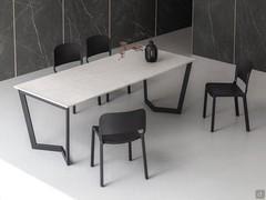 Extendable dining table Lawrence, also available in rectangular model with laminate, Laminam or glass top