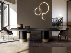 Hidalgo  300 x 120 cm rectangular table with wooden top in black ash wood