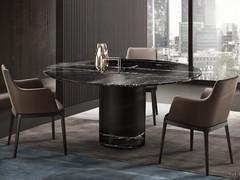 Hidalgo round dining table in Nero Marquinia marble