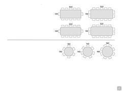 Hidalgo table with extra-clear glass top - Table seats scheme