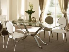 Glass table with curved metal legs Atlante by Cantori