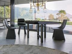 Pivot fixed table in the round version with smoked glass top by Bonaldo