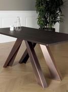 Big table by Bonaldo with copper bronze legs and heat-treated brushed oak top (finish not available)