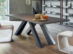 Big Table with colourful legs - table top in graphite brushed clay stone