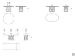 Colosseo table - Model and measurements (GLASS top)