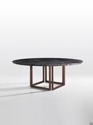 Table with solid wood framed legs Opus with marble top