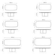 Mellow table by Bonaldo - Measurements for the shaped rectangular model